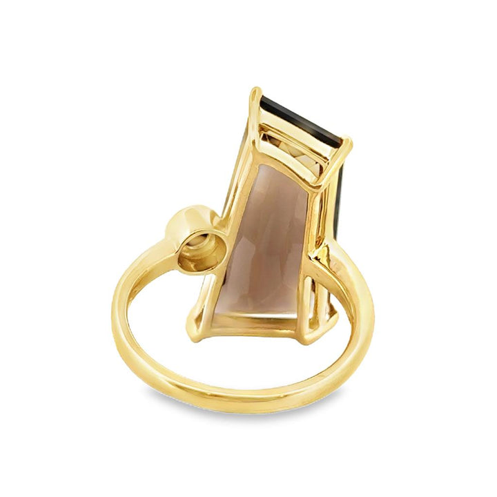 Smoky Quartz Cocktail Ring in 14K Yellow Gold