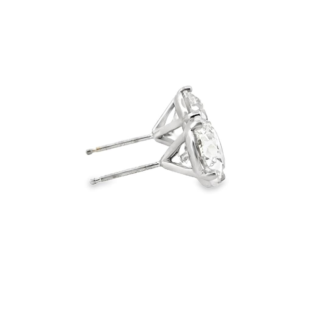 6.01 CTW Diamond Stud Earrings 14K White Gold Martini Settings – I-J SI2 GIA Certified