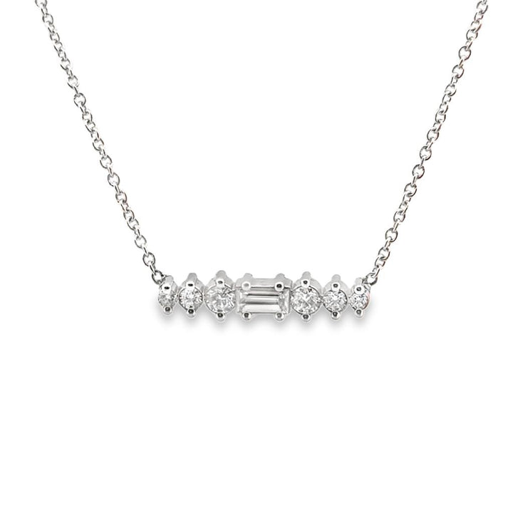 0.34 CTW Round & Baguette Diamonds 14K White Gold Necklace