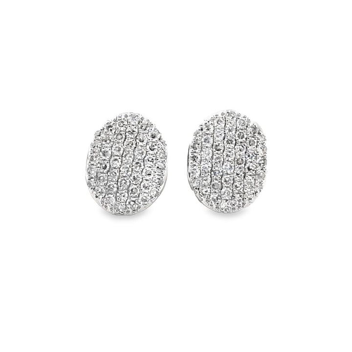 0.46 CTW Pavé Diamond Oval Stud Earrings in 14K White Gold