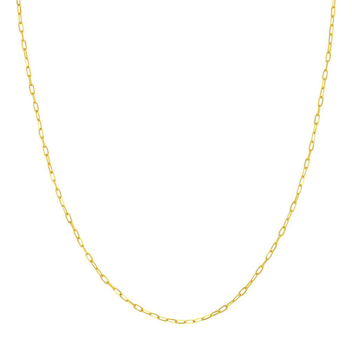 14K Yellow Gold 1.70mm Small Paper Clip Chain Necklace